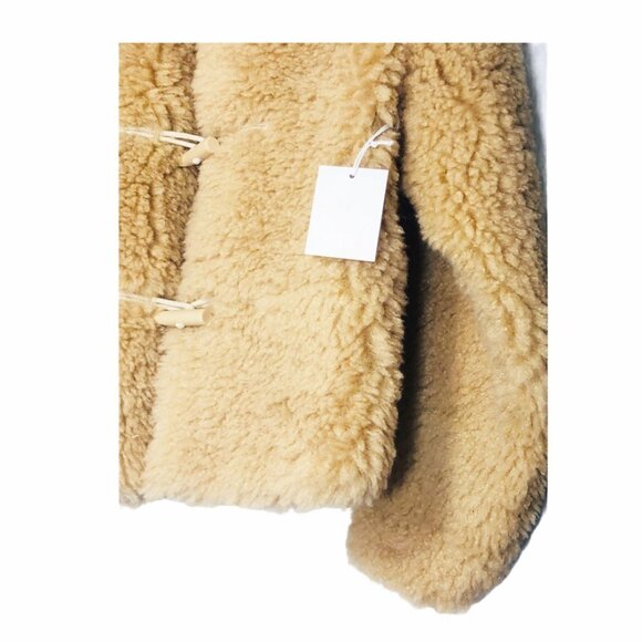 LC Lauren Conrad Womens Tan Faux Shearling Fuzzy Teddy Jacket Coat Sz XL New - Picture 6 of 11